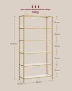 Badrumshylla - Tempererat glas - Transparent - Metalliskt guld