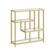 Bokhylla – 4 hyllor – Härdat glas och stål – Transparent blekt guld