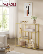 Bokhylla med 4 hyllor transparent-bleek guld