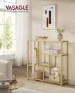 Bokhylla – 4 hyllor – Härdat glas och stål – Transparent blekt guld