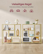 Bokhylla med 4 hyllor transparent-bleek guld