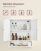 Spegelskåp - med öppet fack - väggmontering - vitt