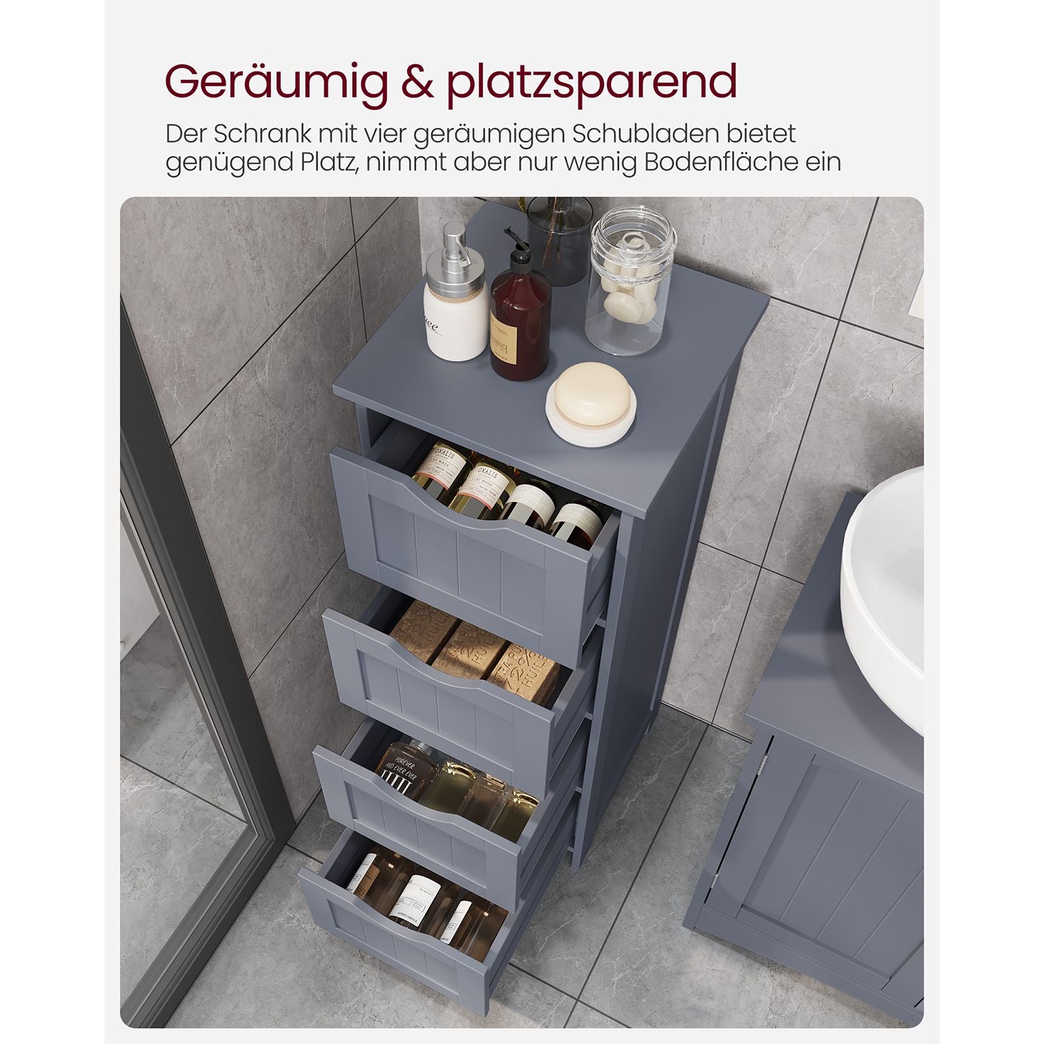 Sidoskåp - med 4 lådor