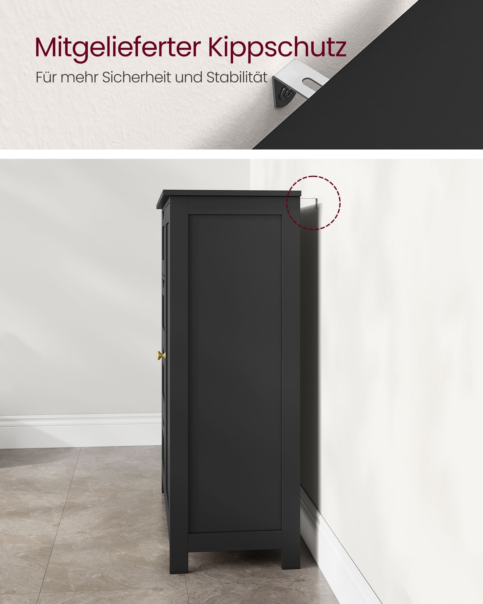 Badrumsmöbler - 4 lådor - 30 × 55 × 82 cm - bläck svart