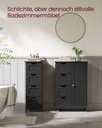 Badrumsmöbler - 4 lådor - 30 × 55 × 82 cm - bläck svart