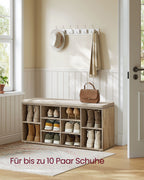 Shoe Rack med sittplatser - 30 × 104 × 48 cm - Camelbruin