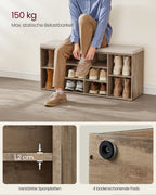 Shoe Rack med sittplatser - 30 × 104 × 48 cm - Camelbruin