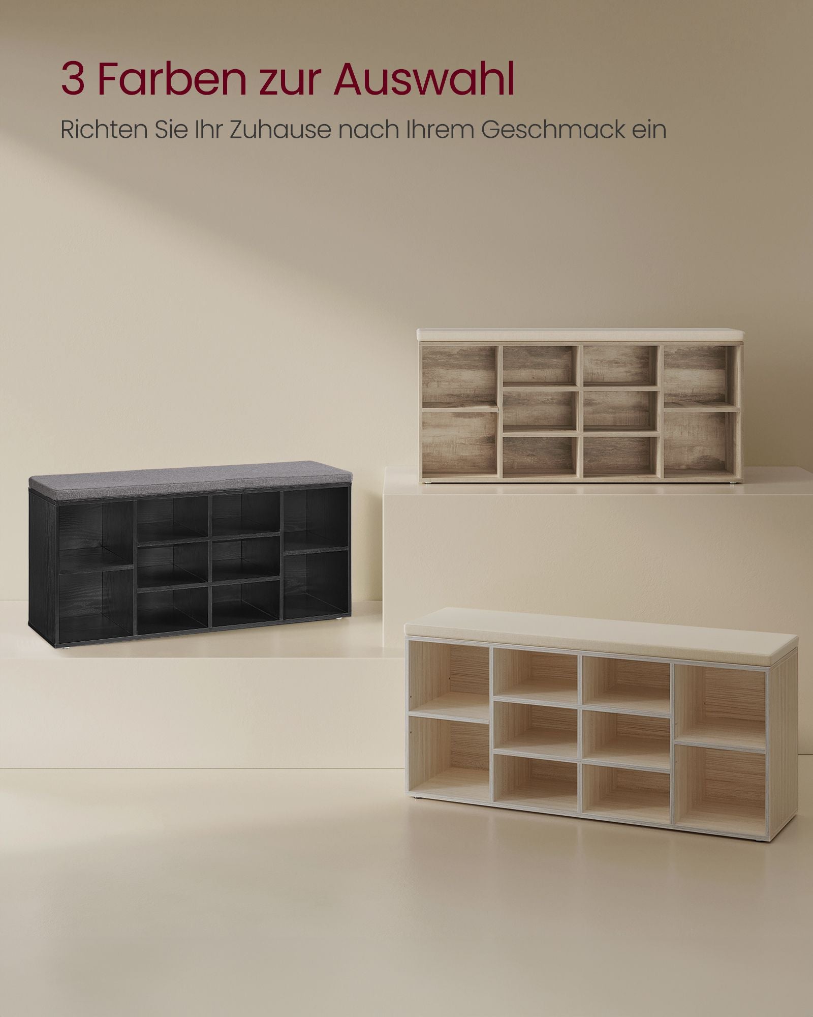 Shoe Rack med sittplatser - 30 × 104 × 48 cm - Camelbruin