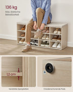 Shoe Rack med säte - 30,3 × 104 × 48 cm - naturlig beige
