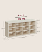 Shoe Rack med säte - 30,3 × 104 × 48 cm - naturlig beige