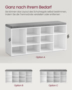 Shoe Bank - med lagringsutrymme - 12 fack - klassisk vit