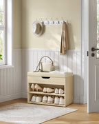 Skobänk med kuddar 30 x 60 x 44 cm naturlig beige