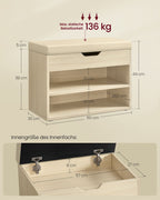 Skobänk med kuddar 30 x 60 x 44 cm naturlig beige