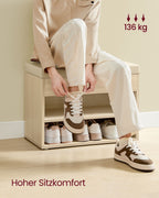 Skobänk med kuddar 30 x 60 x 44 cm naturlig beige