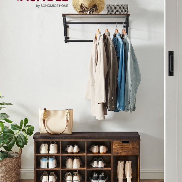 Skobänk – med låda – vintagebrun