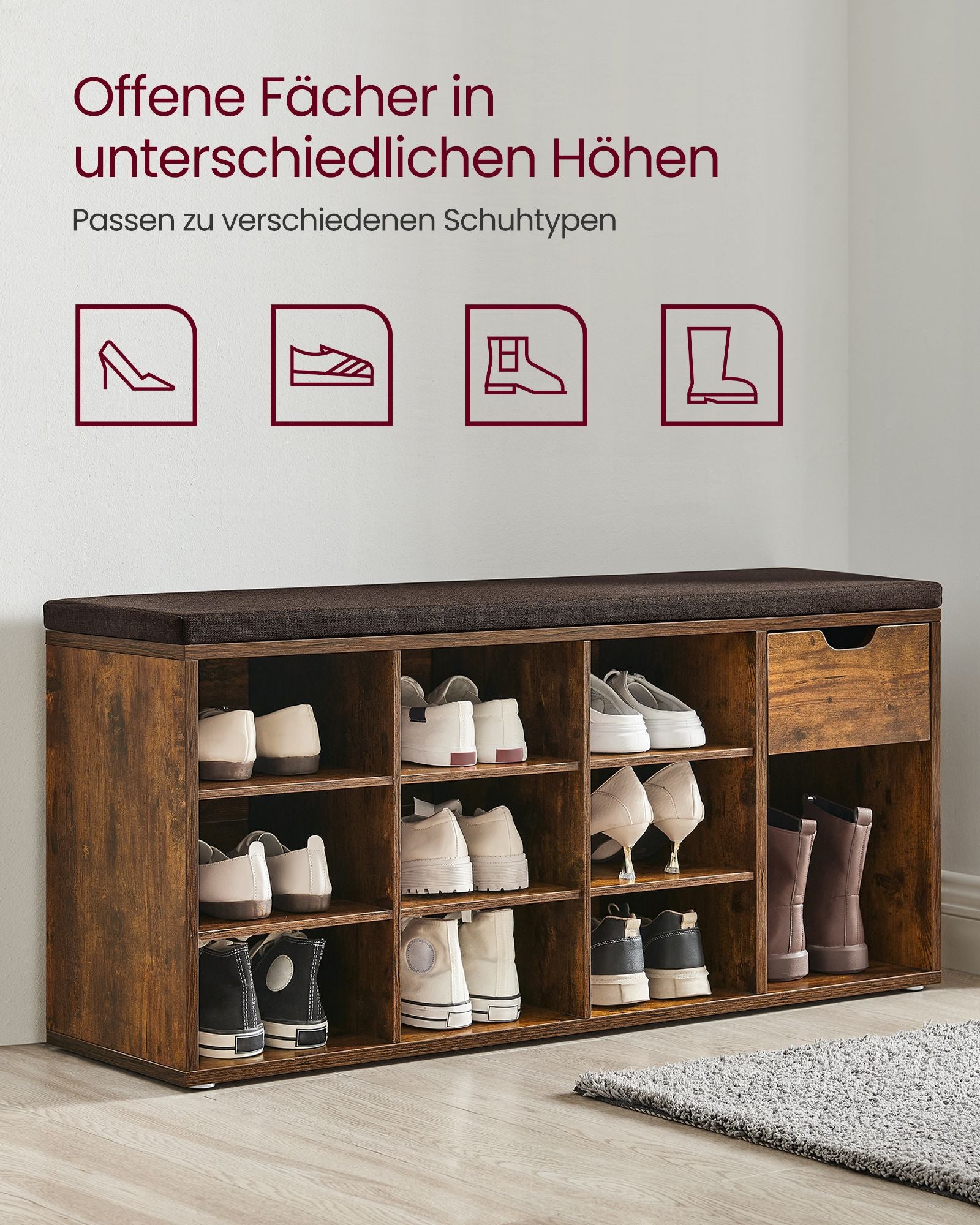 Shoe Bank - med låda - Vintage Brown Brown