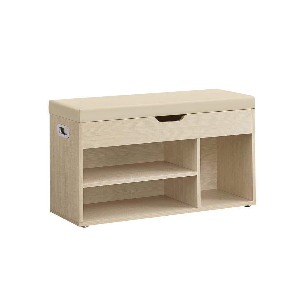 Skobänk med 3 öppna fack, naturlig beige
