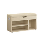 Skobänk med 3 öppna fack, naturlig beige