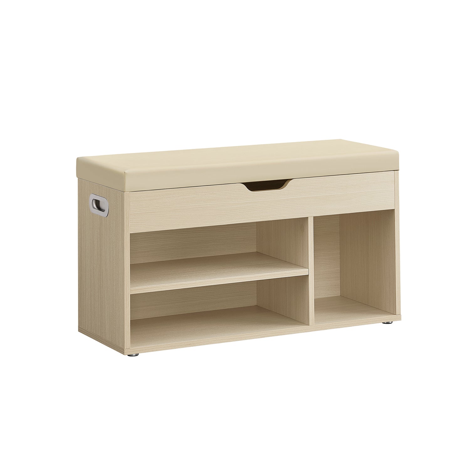 Skobänk med 3 öppna fack, naturlig beige
