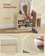 Skobänk med 3 öppna fack, naturlig beige