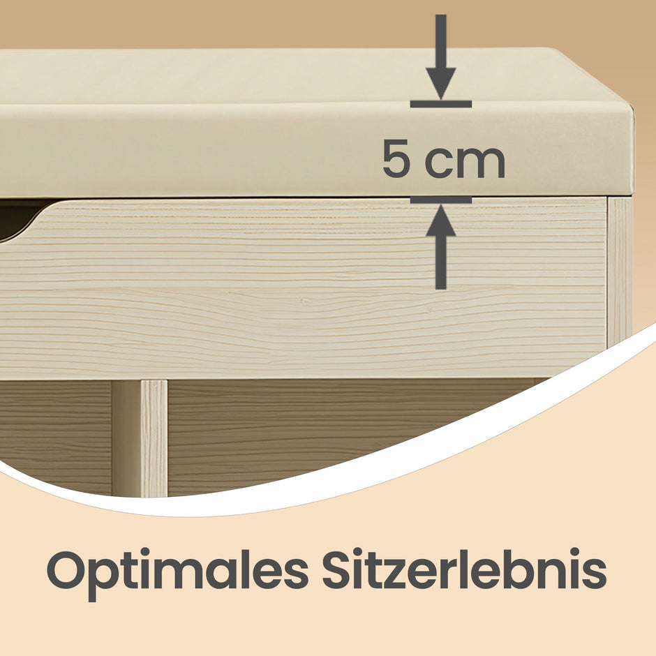 Schoenenbank - Met Zitkussen en Opbergruimte - Naturelbeige en cappuccinobeige - 30,3 x 80 x 44 cm