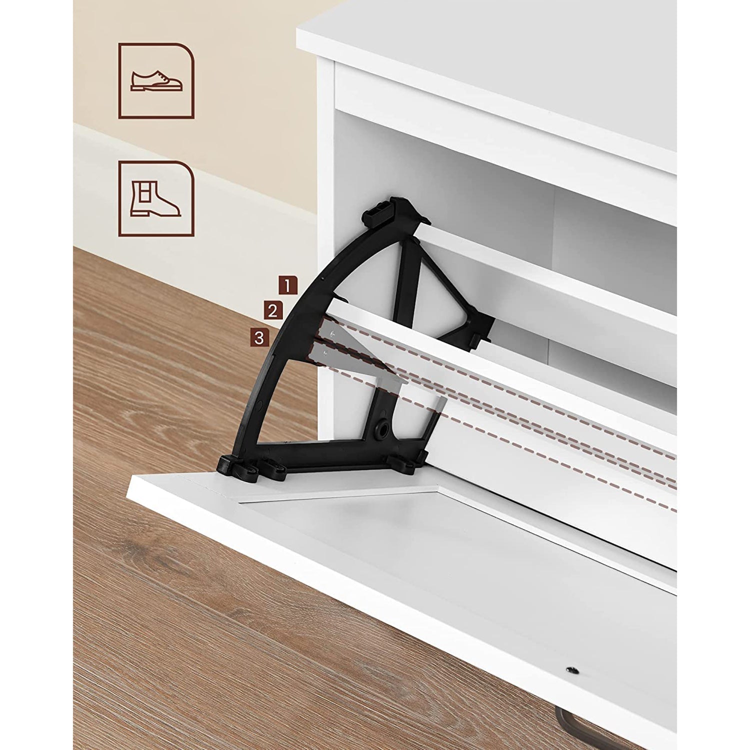 Skoskåp - med soffa och huva - förvaringsskåp - vitt