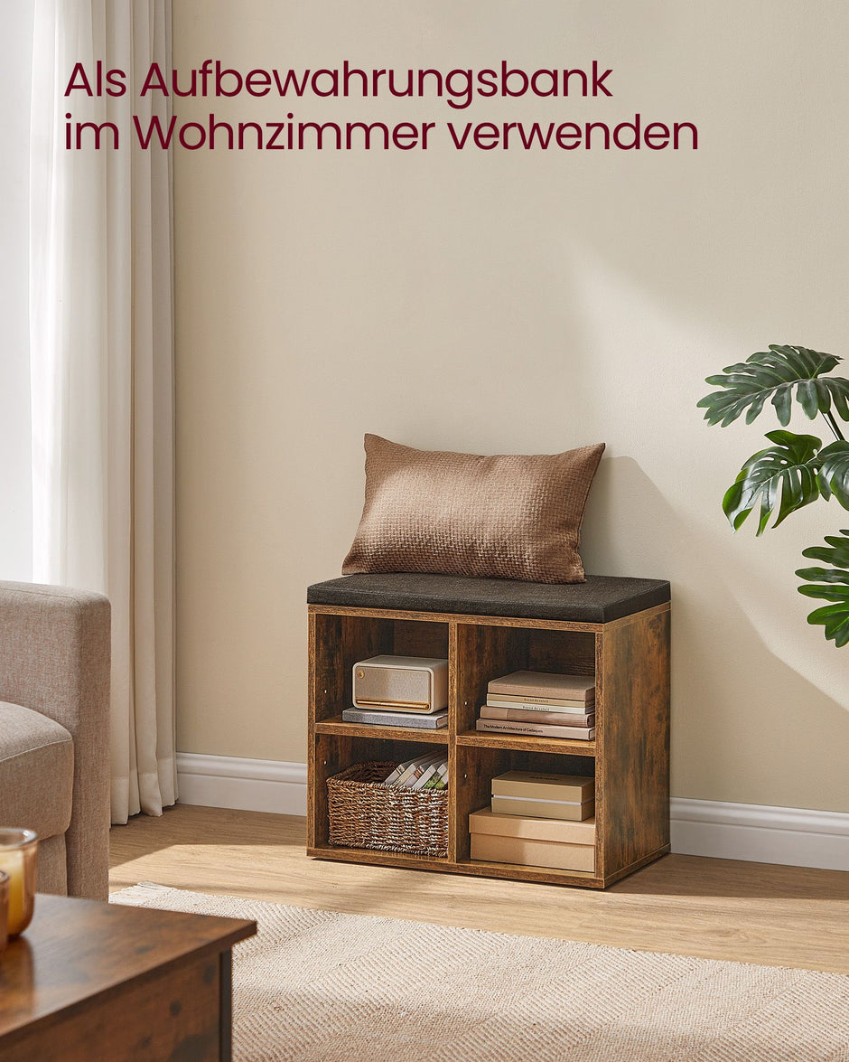 Skobänk med 4 fack – Vintage Brown – Chestnut brown