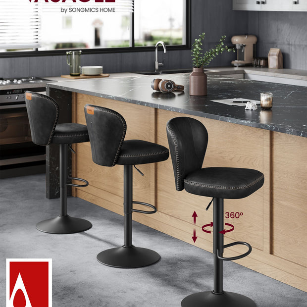 Vridbara barstolar med ryggstöd – Snygg och bekväm – Bläcksvart