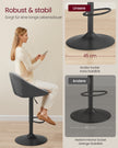 Barstol Set om 2 – Höjdjusterbar – Sammet – Dove Grey Ink Black