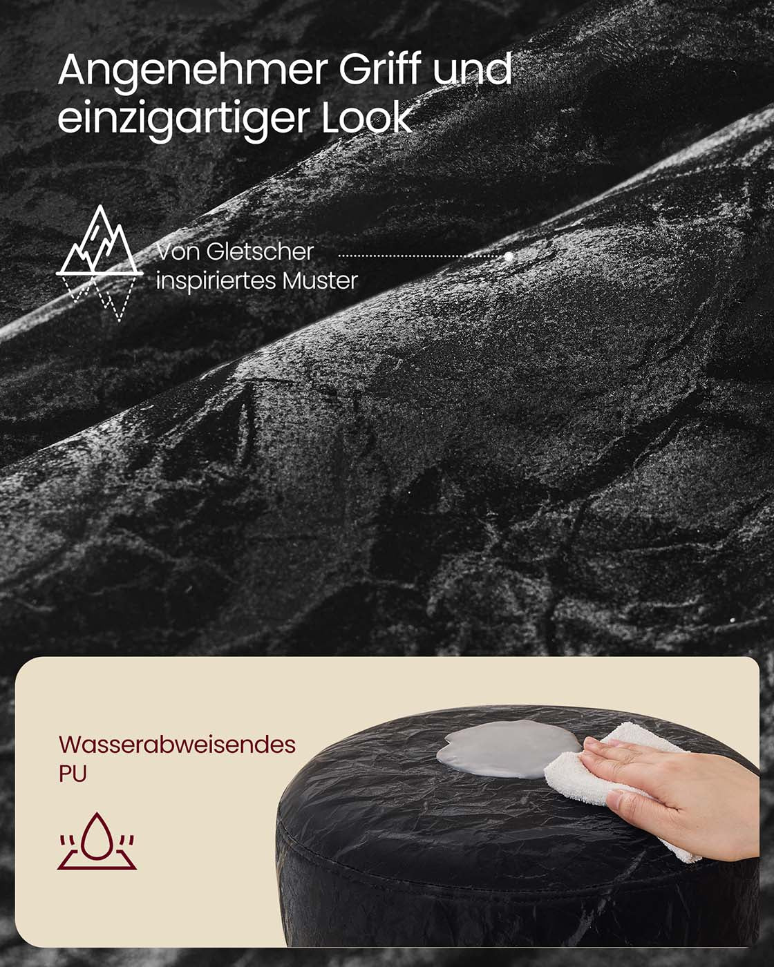 Höjdjusterbar och 360 ° roterande sminkpall bläcksvart