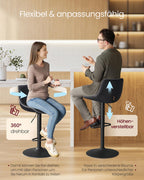 Barstolsuppsättning - Höjdjusterbar - roterande säte - sammet klädsel