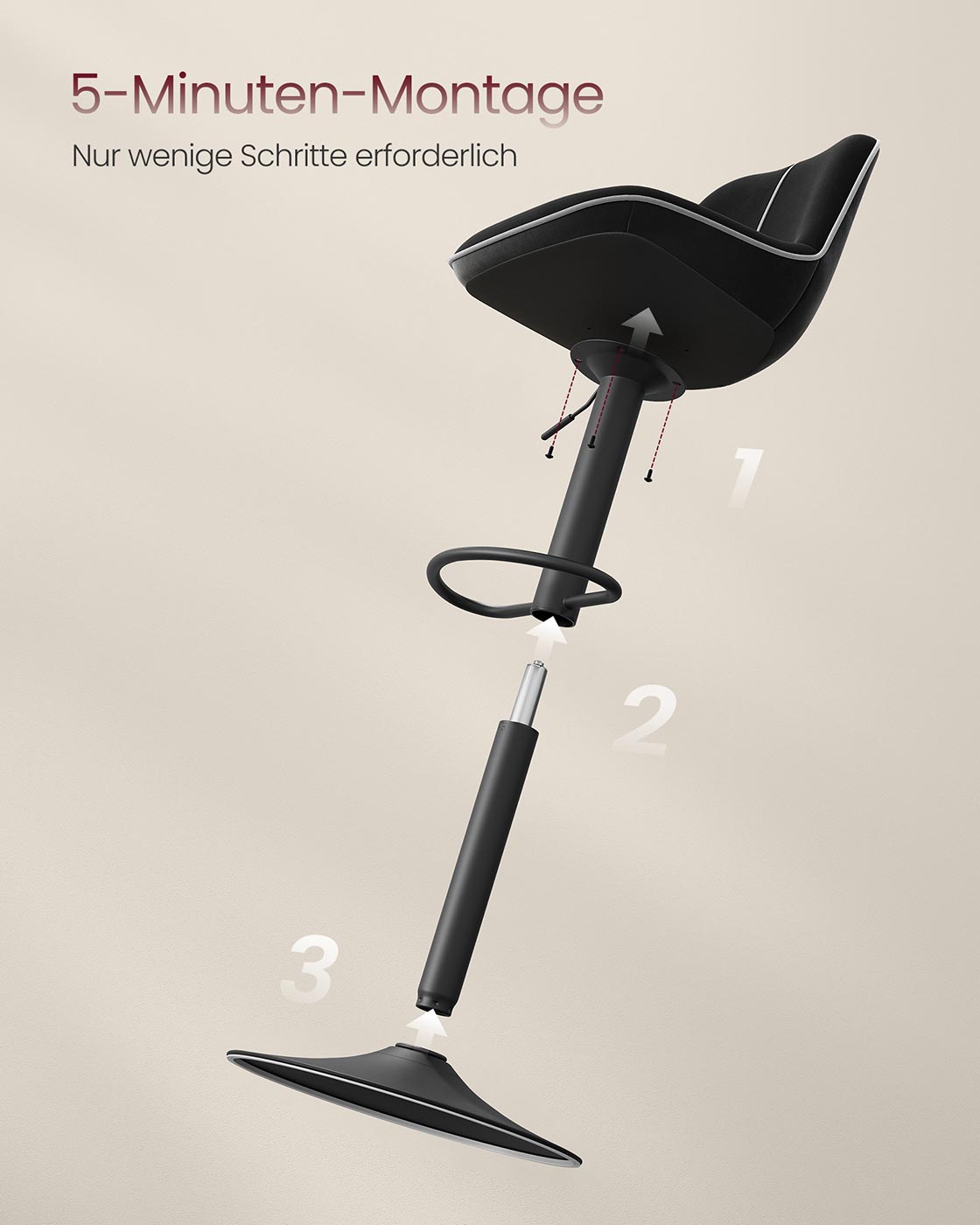 Barstolsuppsättning - Höjdjusterbar - roterande säte - sammet klädsel