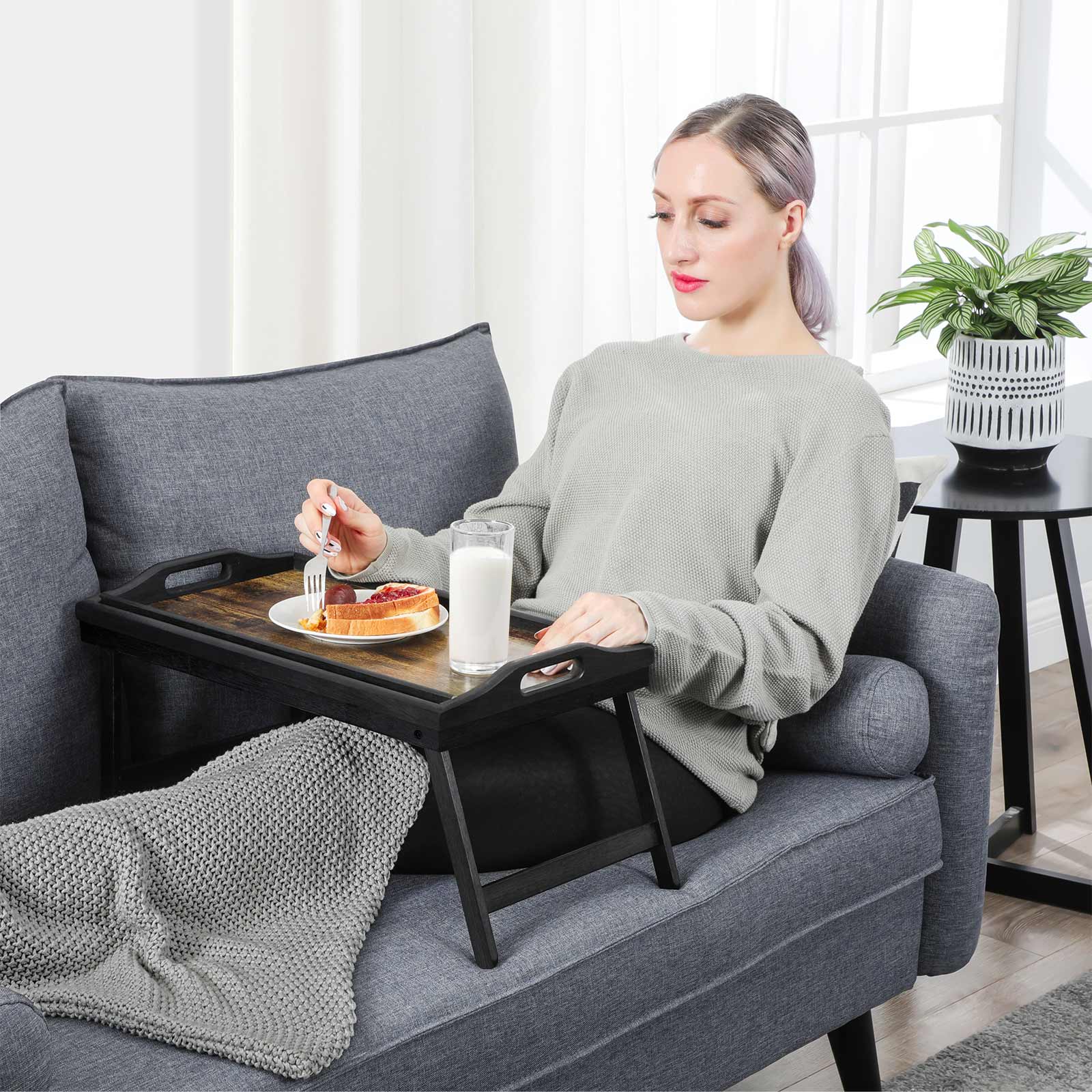 Bedblad - Laptop Standard - Breakfast Sheet - Foldbar - Vintage Brown / Black