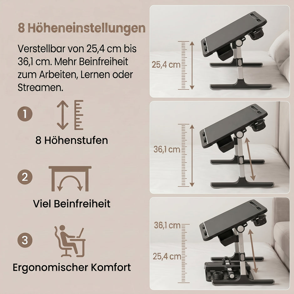 Laptoptafel - Opklapbaar - In Hoogte Verstelbaar - 56 x 40 cm - Zwart