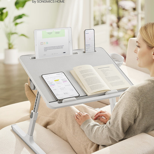 Laptoptafel - 56 x 40 cm - Kantelbaar - Met Bekerhouder - Grijs