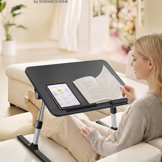 Laptoptafel - 52 x 30 cm - Met Lade - Aluminium Frame - Inktzwart