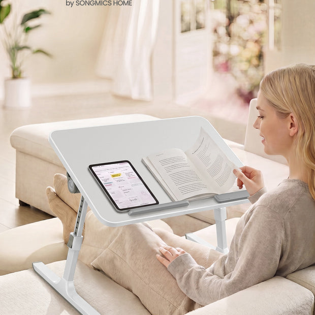 Laptoptafel - 52 x 30 cm - Met Lade - Aluminium Frame - Grijs