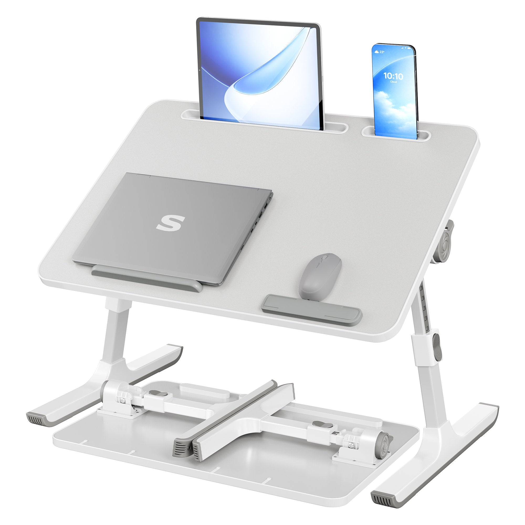 Laptoptafel - Met Lade - Voor Bed en Bank - Matzwart - 60 x 40 x 25 cm