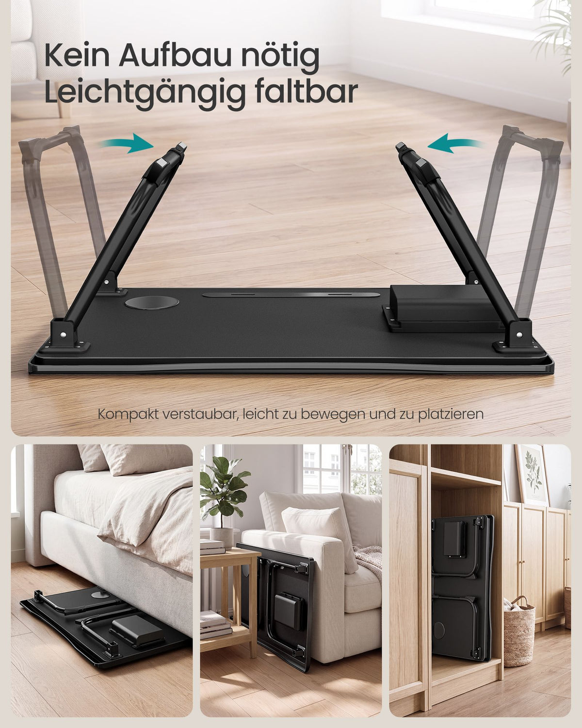 Laptoptafel voor op Bed – Inklapbaar – Met Lade – 60 x 40 x 27 cm – Inktzwart