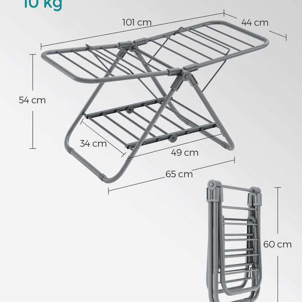 Torkställ - Justerbara vingar - Stål - Dove grå