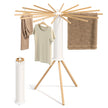 Wasdroogrek - 112 x 112 x 122 cm - Opvouwbaar, draaibaar, uitschuifbaar - Natuurlijke kleur - Maximale draagcapaciteit: 24 kg