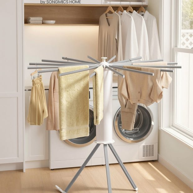 Wasdroogrek - 112 x 112 x 122 cm - Opvouwbaar - Draagbaar - Zilver - Max. draagkracht 24 kg
