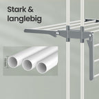 Torkställ - vikbar tvättställ - 173 cm hög - rostfritt stål - grått