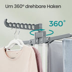 Torkställ - vikbar tvättställ - 173 cm hög - rostfritt stål - grått