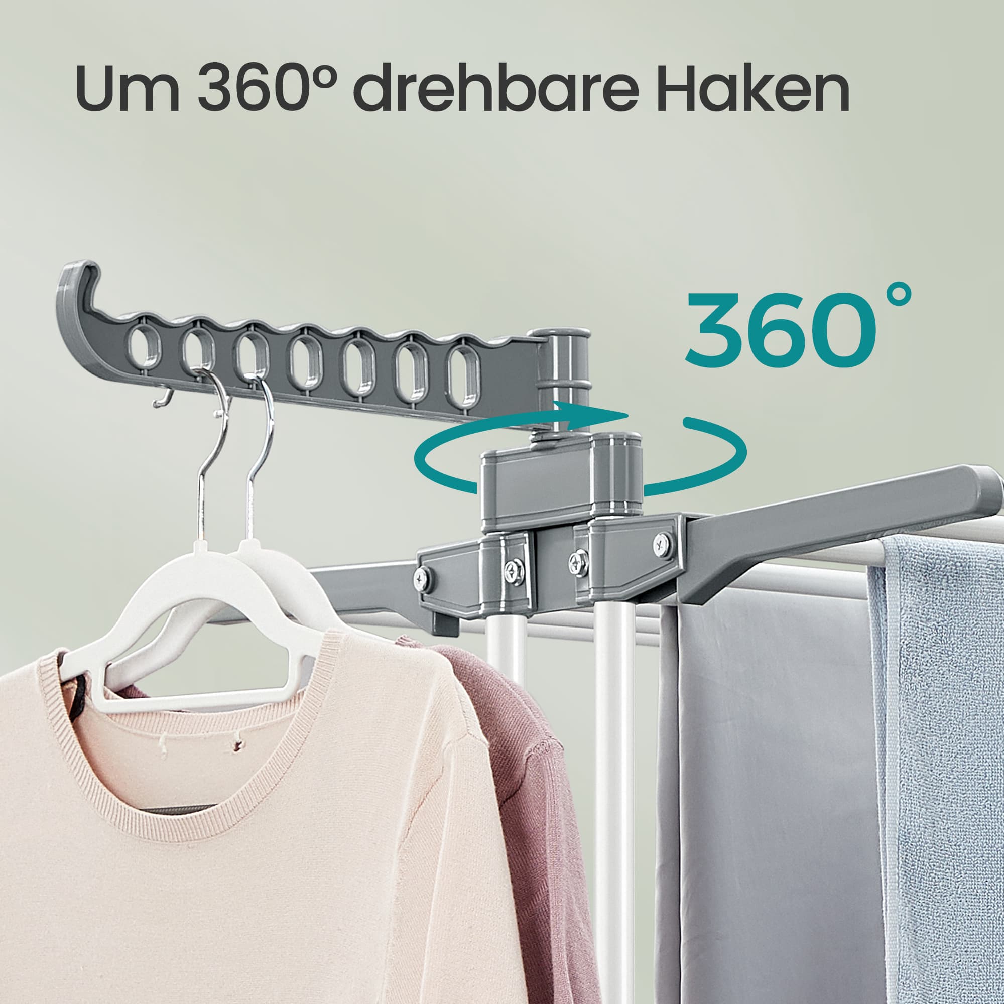 Torkställ - vikbar tvättställ - 173 cm hög - rostfritt stål - grått