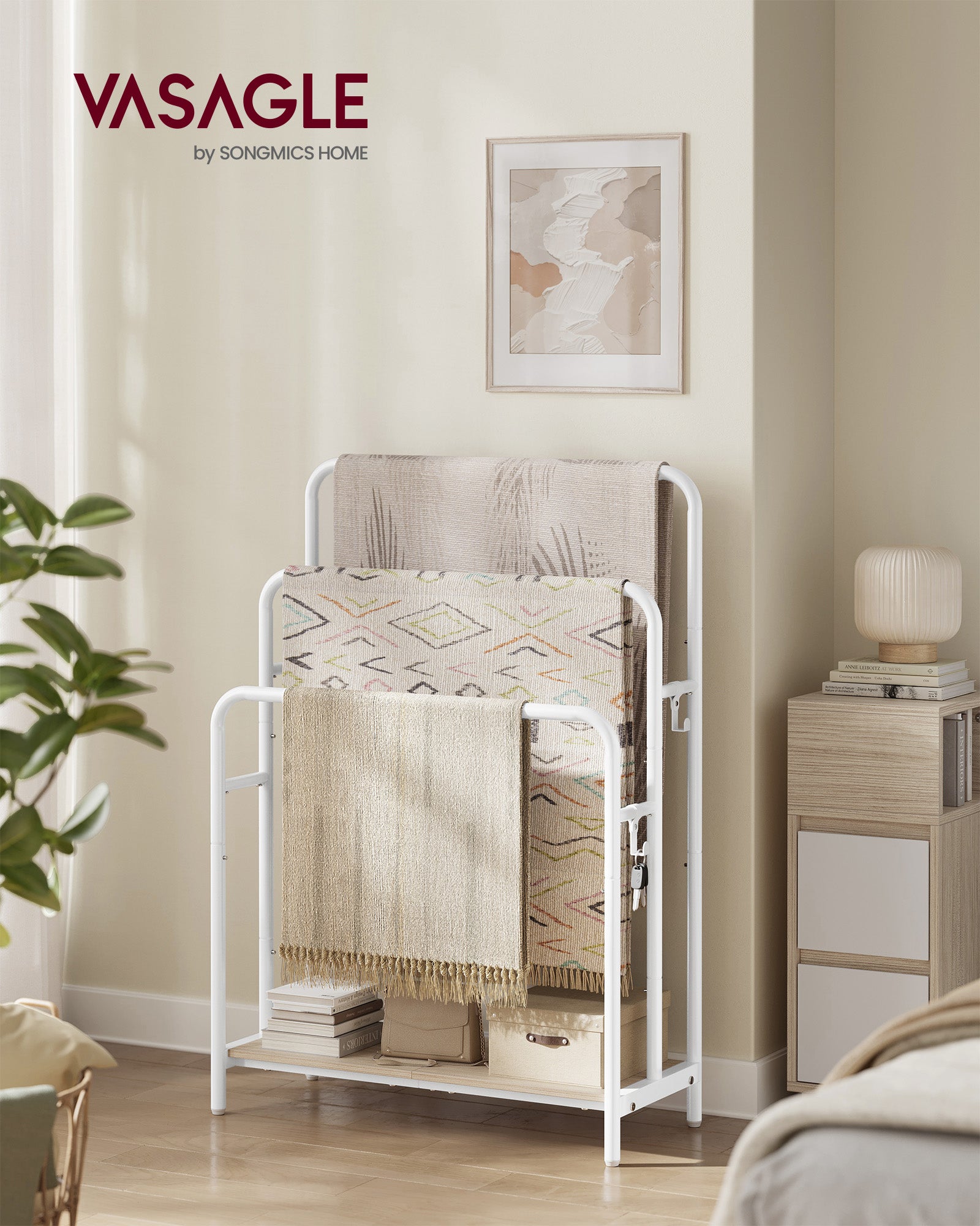 Handdukhållare med 3 stavar moln vit naturlig beige