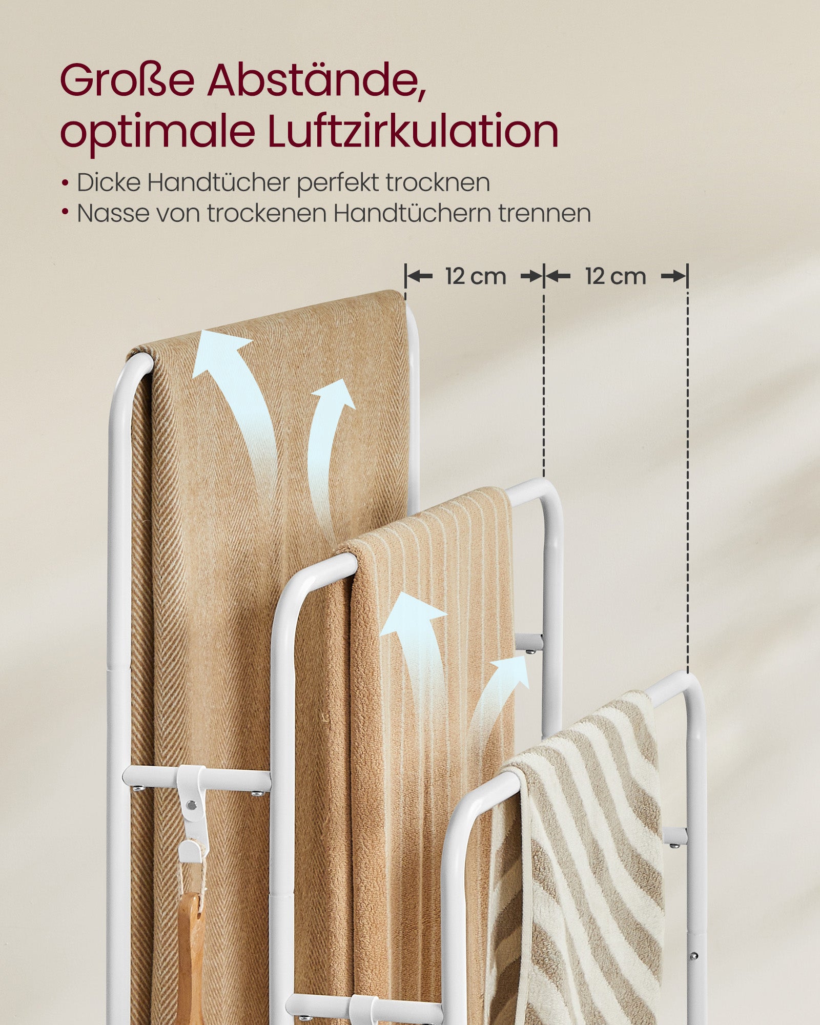Handdukshållare – 3 barer – Cloud White-Natural Beige