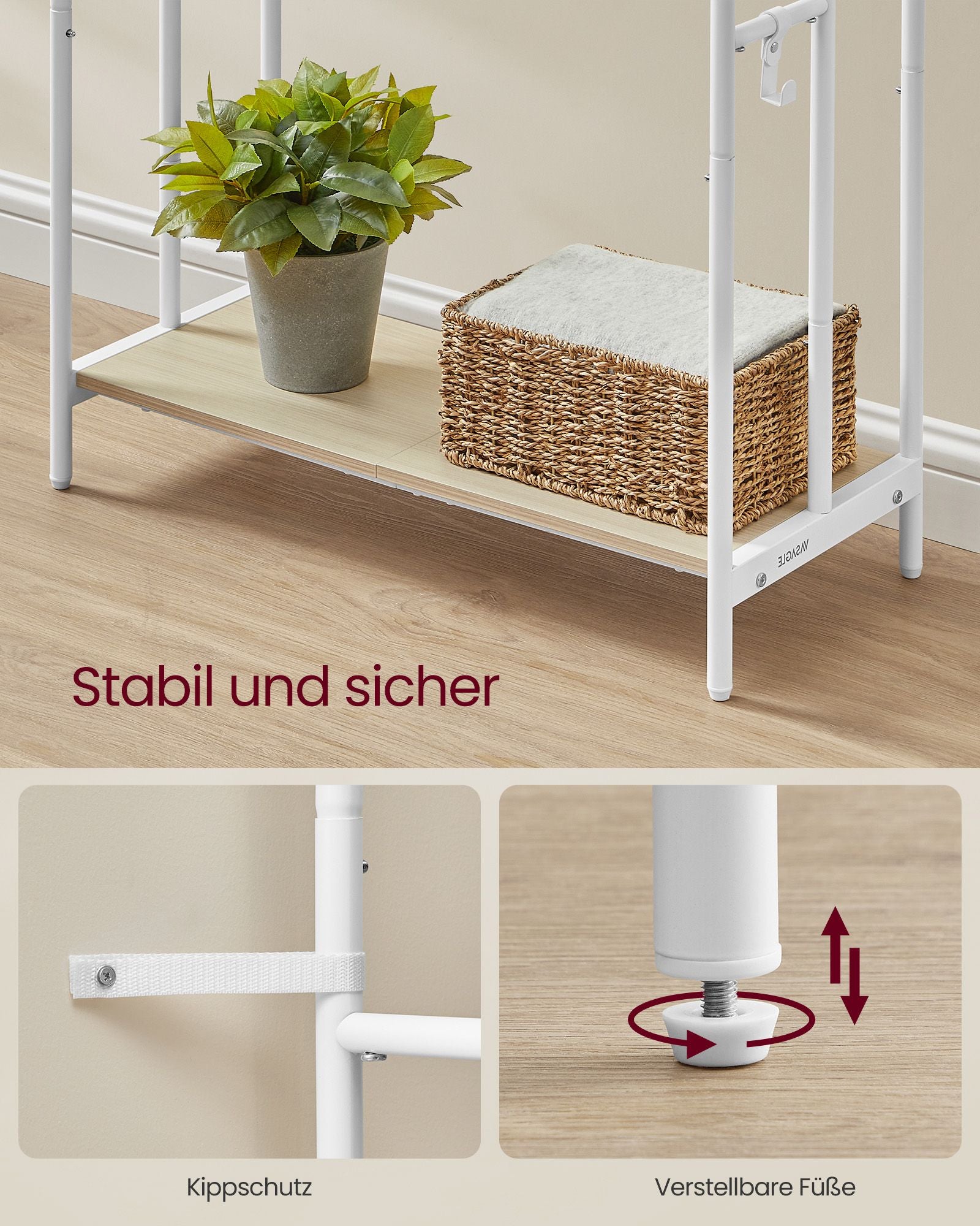 Handdukhållare med 3 stavar moln vit naturlig beige