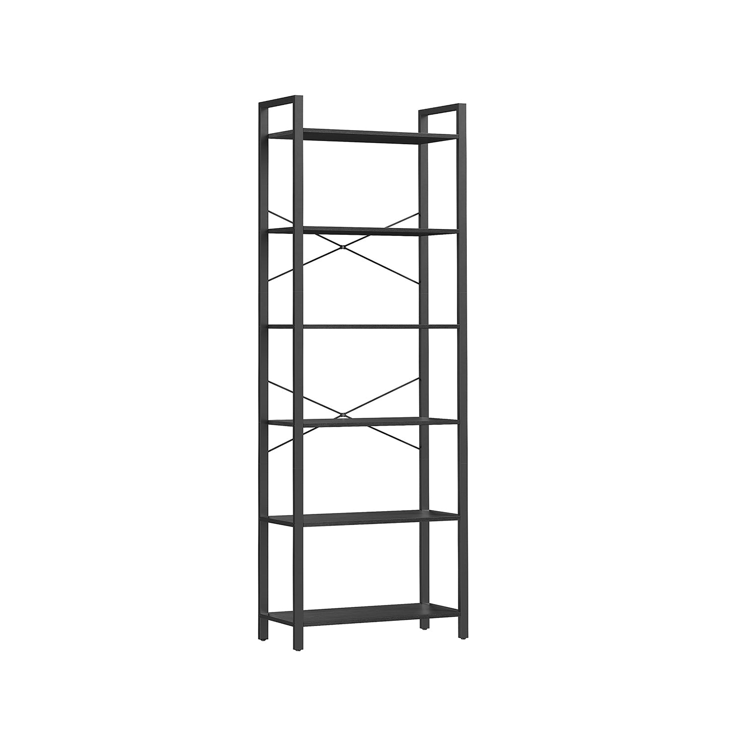 Vardagsrumskåp - bokställ - med 6 nivåer - metallram - brun