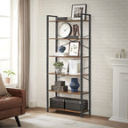 Bokhylla - 6 nivåer - 30 x 120 x 172,5 cm - vintage brun / svart